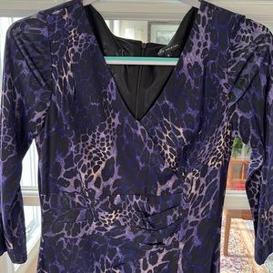 David Meister dress purple/black/tan animal print Size 8